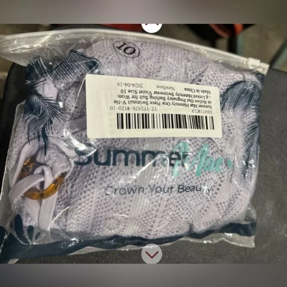 Summer Mae Maternity One Piece Swimsuit V-Neck Hollow O-Ring Linked Violet 10 - Picture 5 of 8